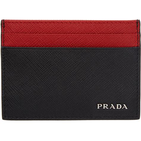 prada black and red card holder|prada card holder keychain.